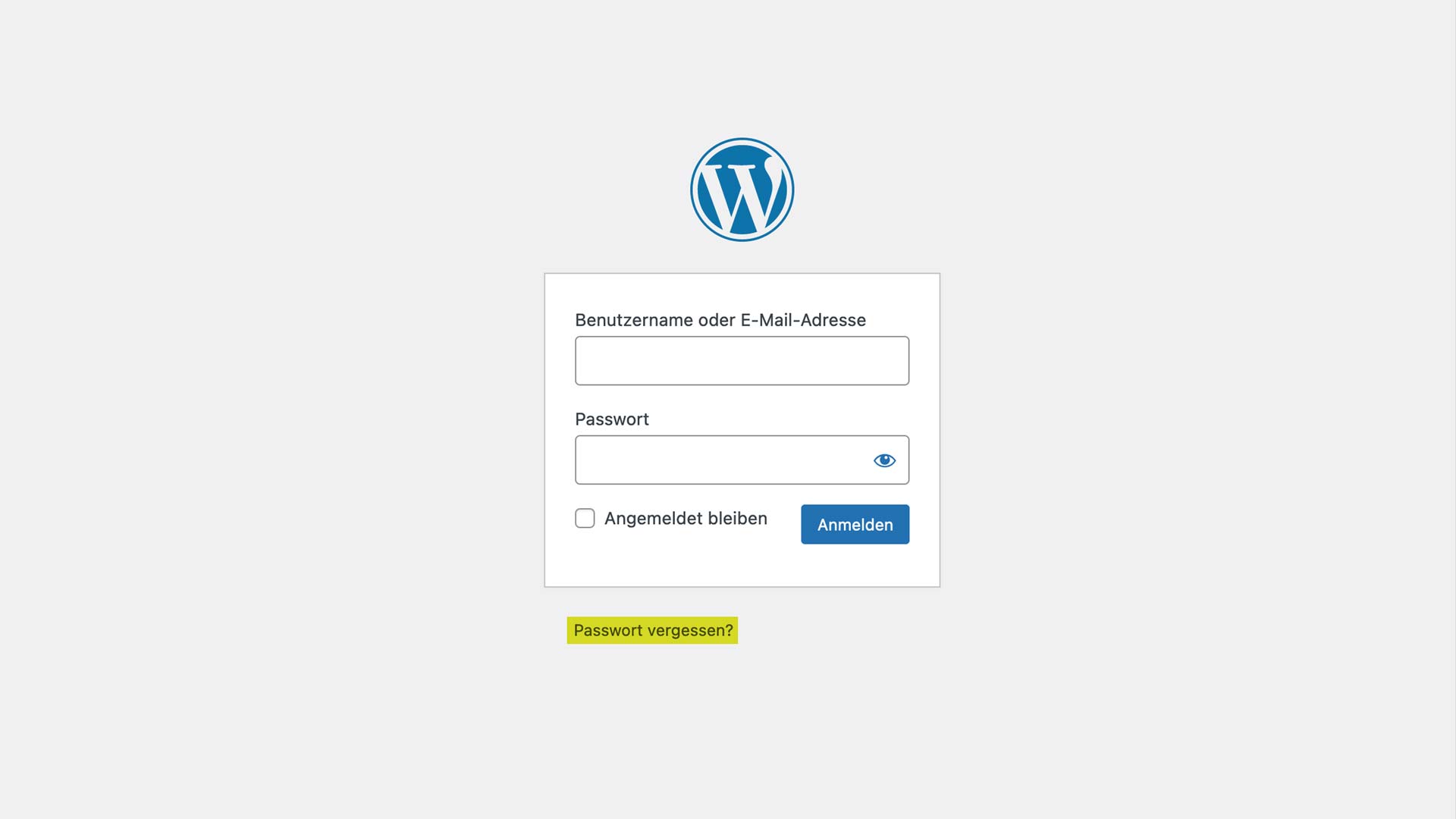 Valpix WordPress Passwort vergessen Loginbereich